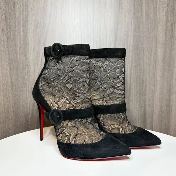 Louboutin Boteboot Suede and Lace Ankle Boots - Picture 4 of 10